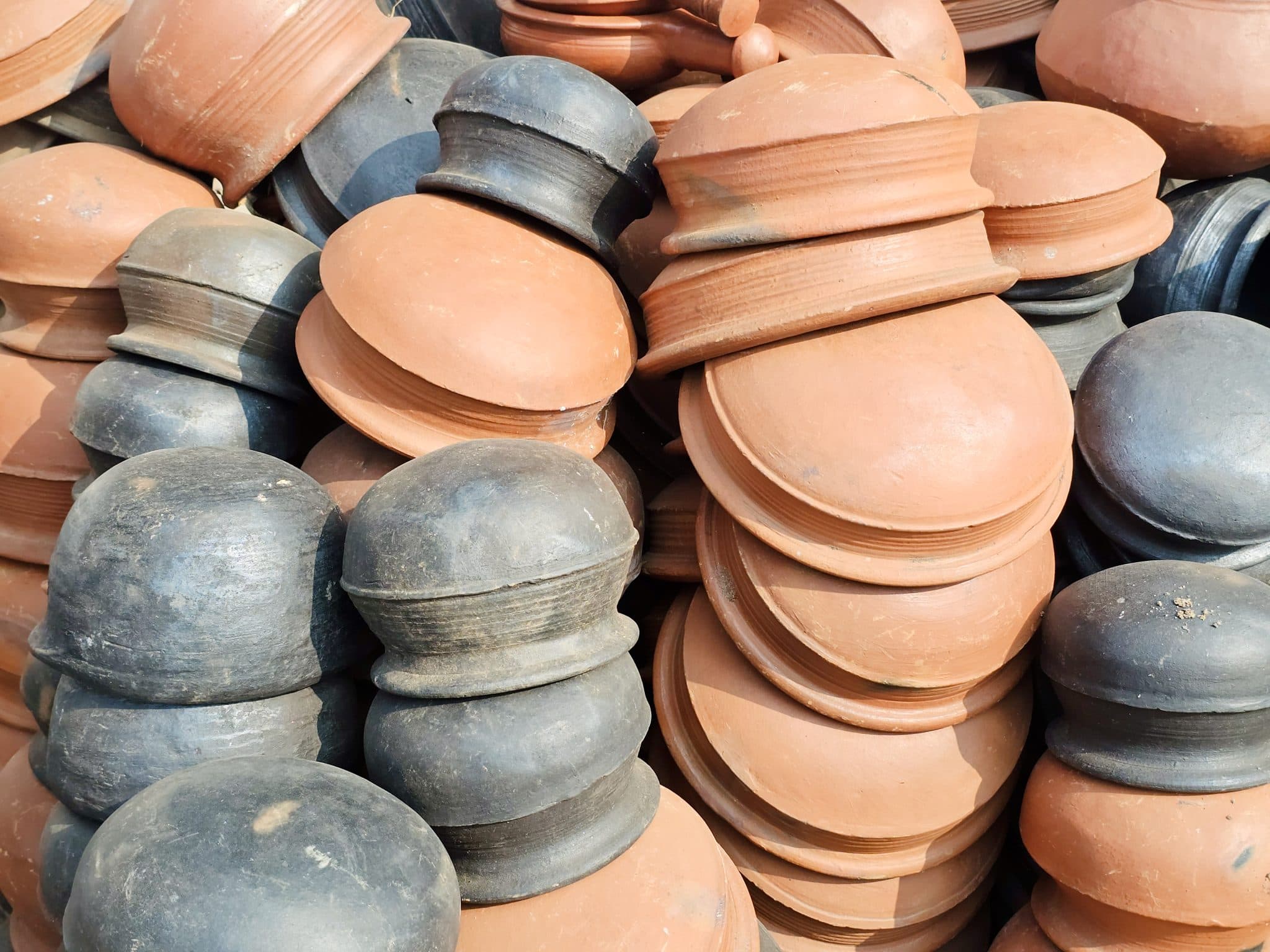 Stacked terracotta pots